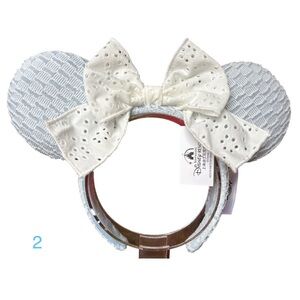 Disney Tokyo Minnie Lace Bow Blue Ears Headband Mid Century Modern NWT 2